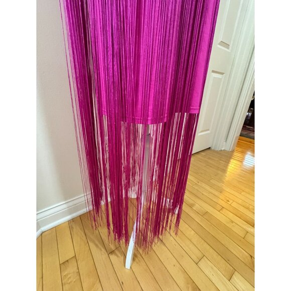 Anthropologie Hutch Magenta Fringe Dress M NWT Tassel Midi - Picture 11 of 14